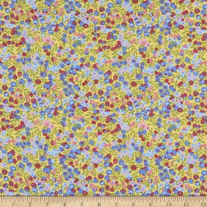 Liberty Fabrics Tana Lawn Wiltshire Yellow/Blue Multi Fabric By The Yard