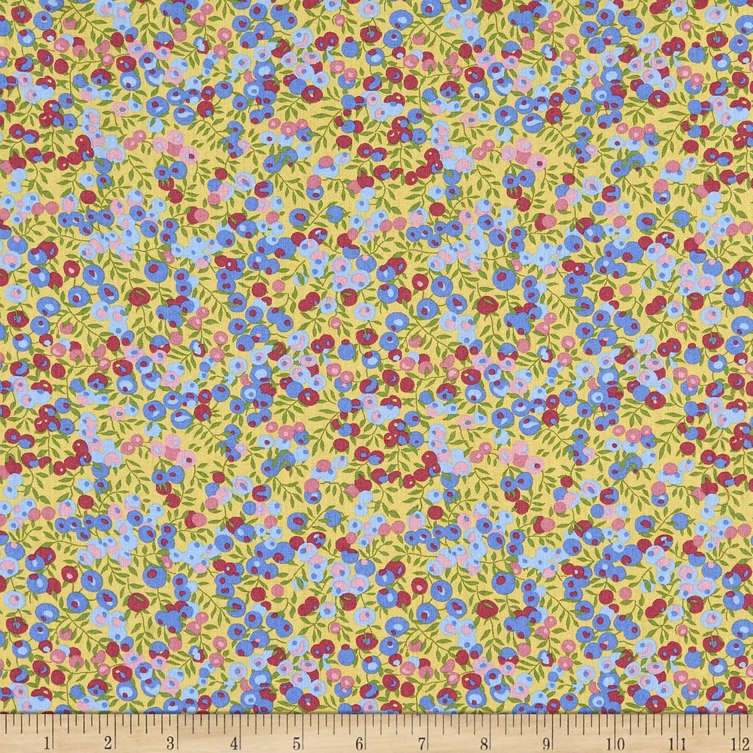 Liberty Fabrics Tana Lawn Wiltshire Yellow/Blue Multi Fabric By The Yard