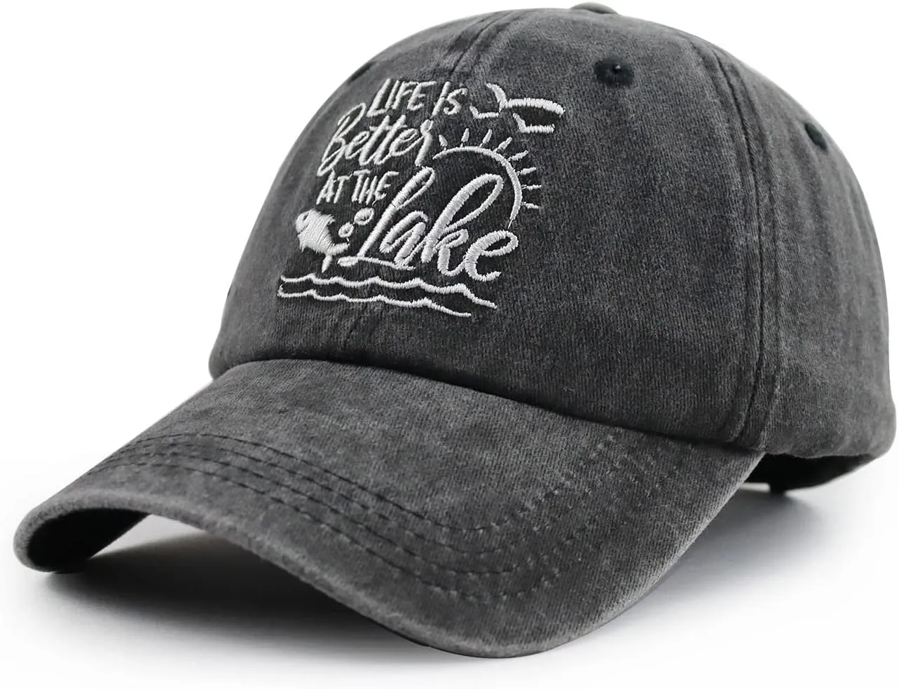 Life is Better at The Lake Hats, Funny Adjustable Embroidered Lake Life Decor Baseball Cap for Women Men