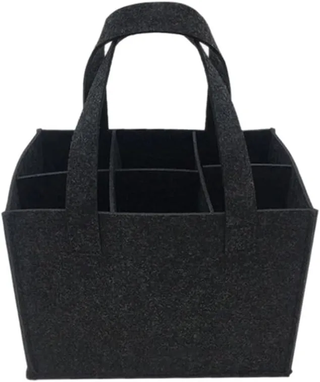 Lightweight Foldable For Travel Wine Bottle Bag With Carry Handle Picnic Tear Resistant Waterproof 6 Compartments BBQ Party(Black)