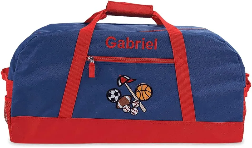 Lillian Vernon All Sports Personalized Medium Duffel Bag for Kids - Soccer, Basketball, Basketball, Boys Sports Bag 11 x 12 x 23 inches