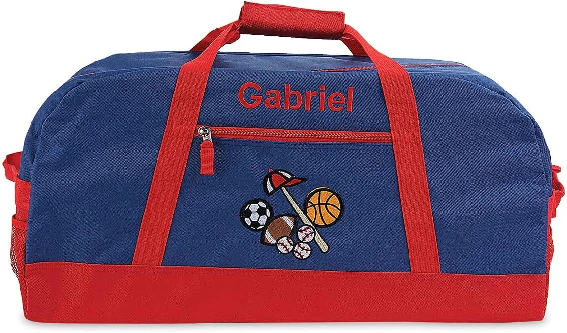 Lillian Vernon All Sports Personalized Medium Duffel Bag for Kids - Soccer, Basketball, Basketball, Boys Sports Bag 11 x 12 x 23 inches