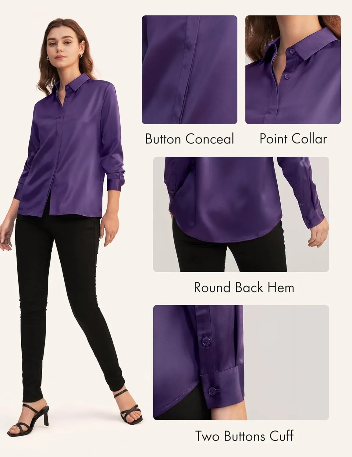 LilySilk Silk Blouse for Women 100% Pure Silk Long Sleeves Cool Smooth Tops