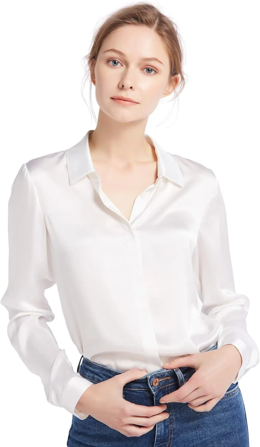 LilySilk Silk Blouse for Women 100% Pure Silk Long Sleeves Cool Smooth Tops