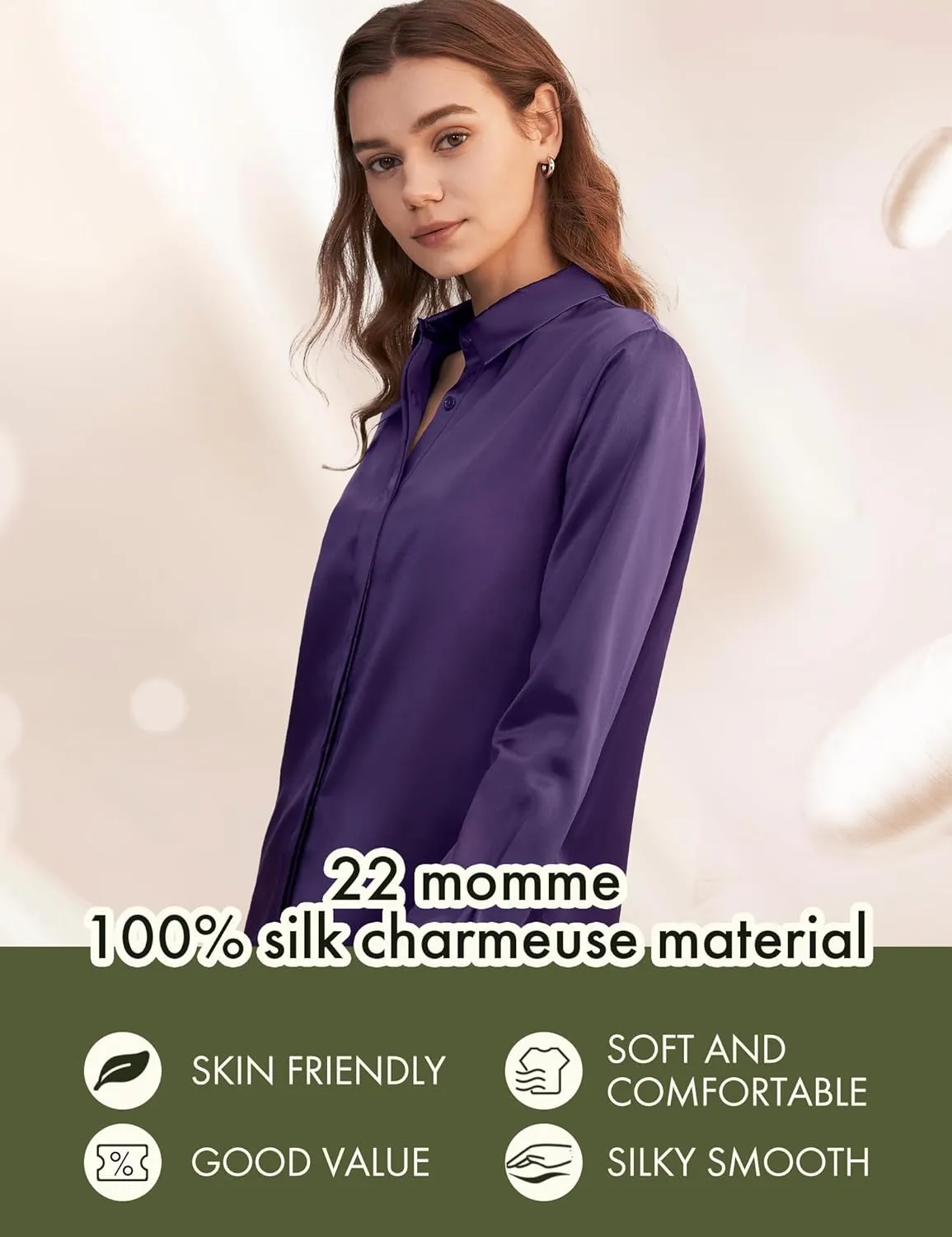 LilySilk Silk Blouse for Women 100% Pure Silk Long Sleeves Cool Smooth Tops
