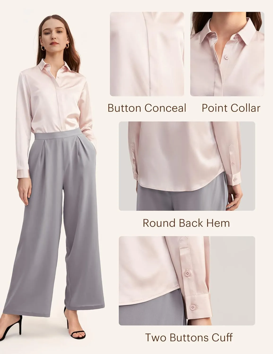 LilySilk Silk Blouse for Women 100% Pure Silk Long Sleeves Cool Smooth Tops