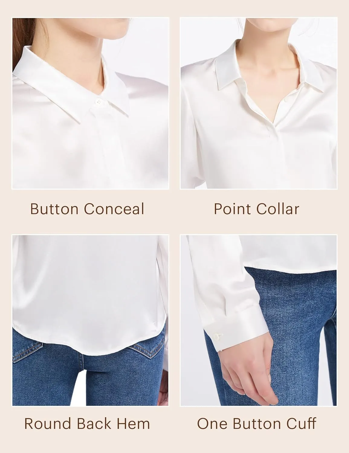 LilySilk Silk Blouse for Women 100% Pure Silk Long Sleeves Cool Smooth Tops