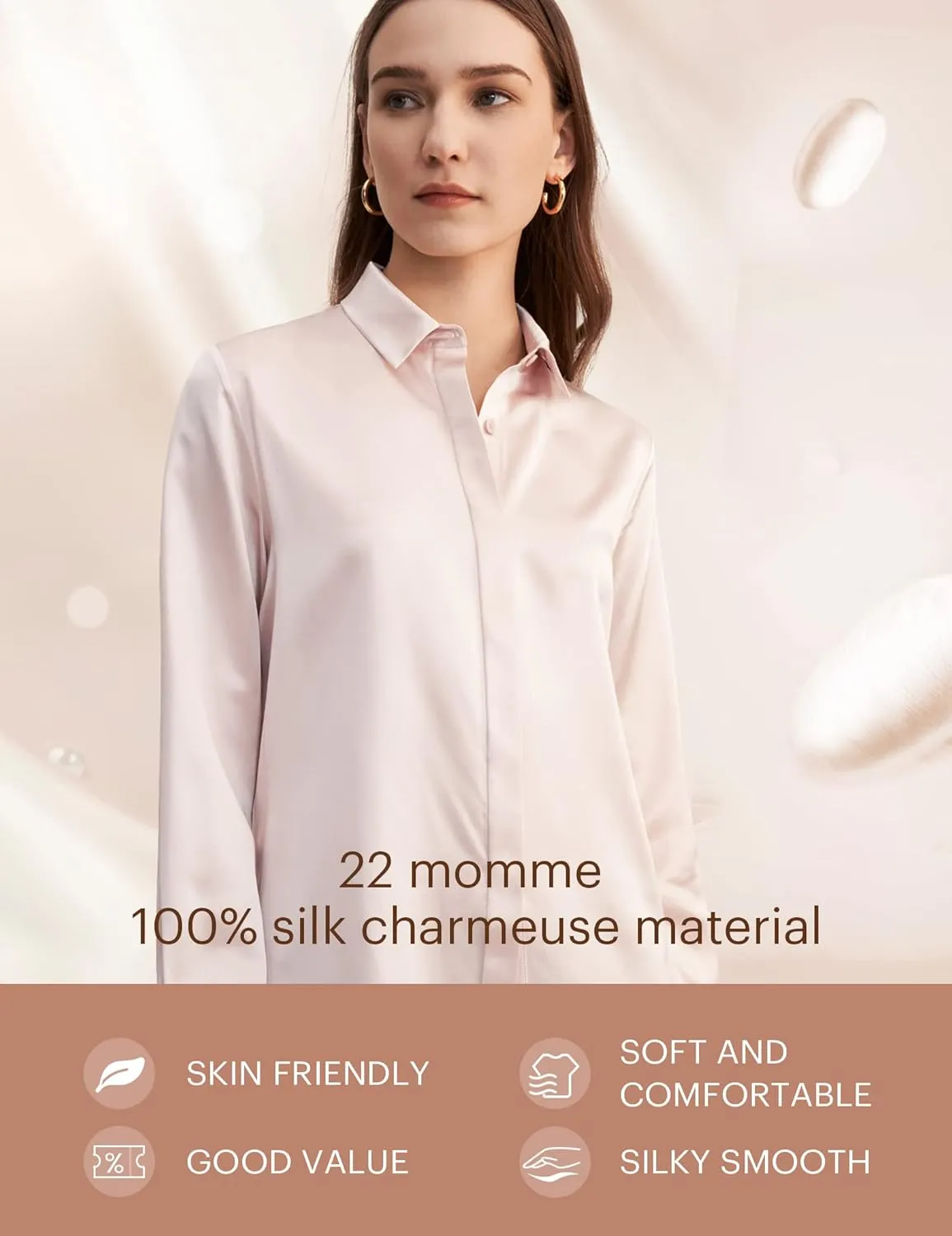 LilySilk Silk Blouse for Women 100% Pure Silk Long Sleeves Cool Smooth Tops