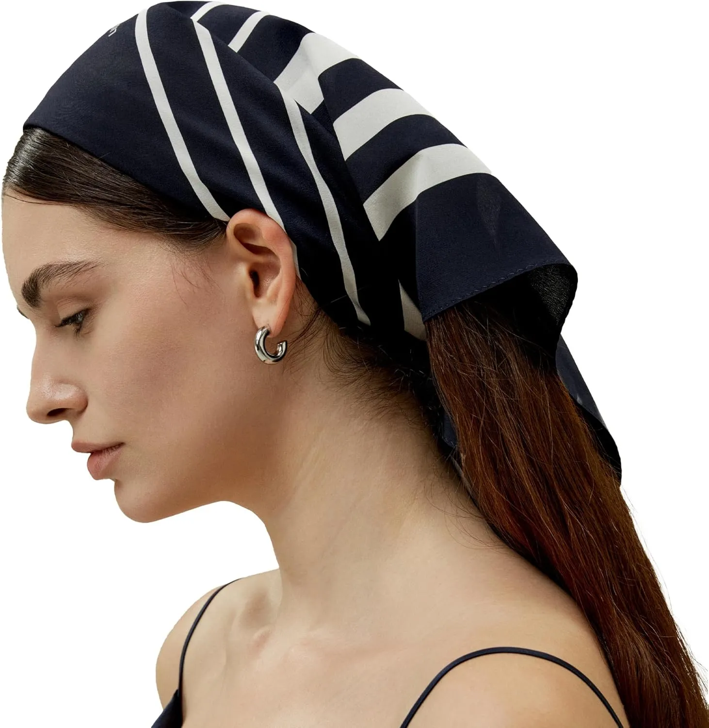 LilySilk Silk Headwear Square Scarf Women 100% Mulberry Silk Geometric Print Multi-Use Hair Scarves Neck Bag Accessory