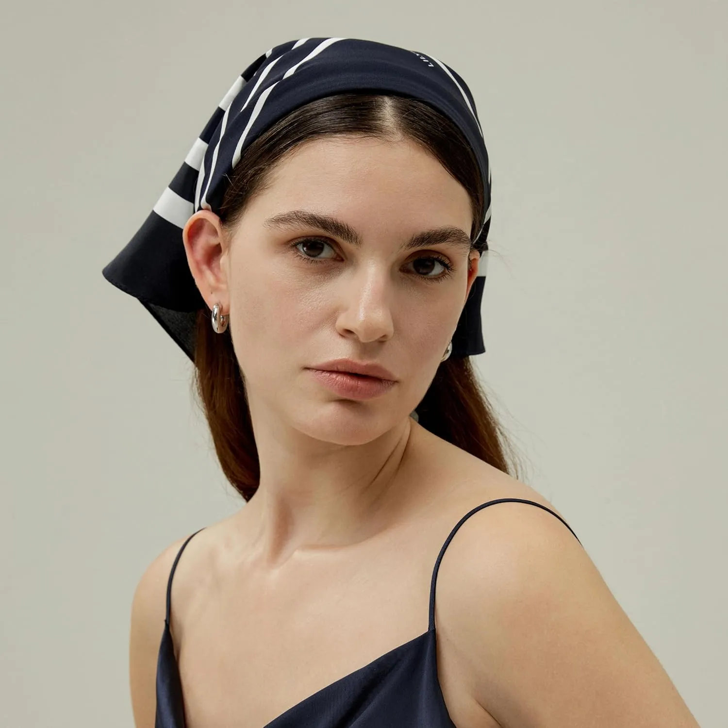 LilySilk Silk Headwear Square Scarf Women 100% Mulberry Silk Geometric Print Multi-Use Hair Scarves Neck Bag Accessory