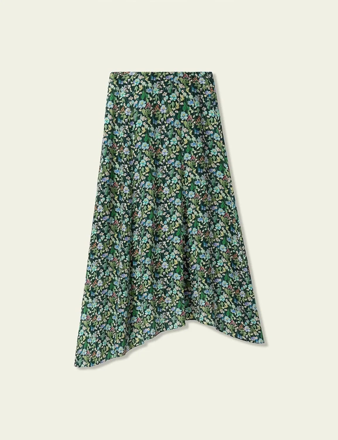 LilySilk Women Silk Midi Skirt Colored Print Flat Front Silk Skirts for Ladies Summer Vacation Fairytale Forest Print