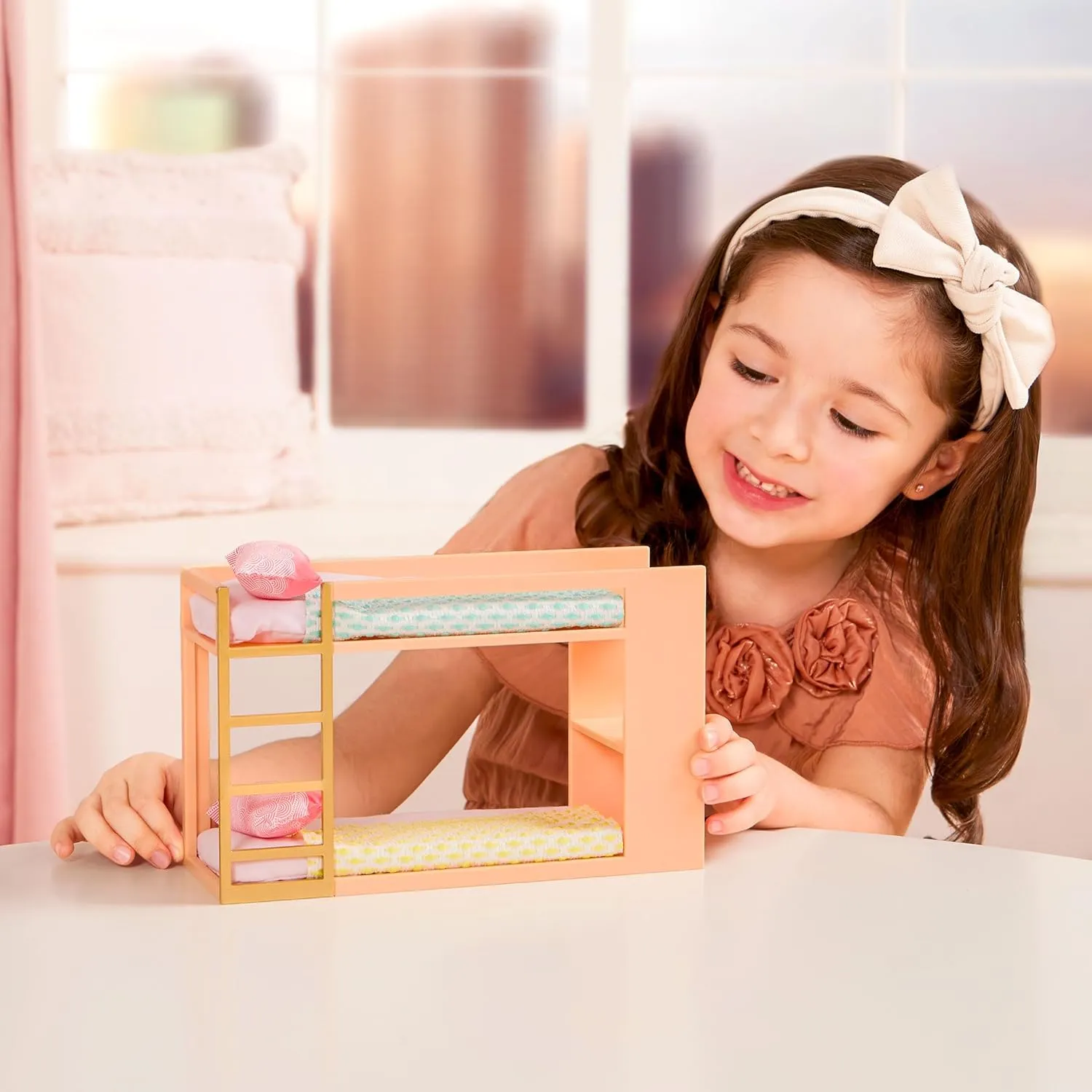 Lori – Bunk Bed Set for Mini Dolls – Bedroom Furniture for 6-Inch Dolls – Dollhouse Accessories – Toys for Kids – 3 Years   – Urban Chic Bunk Bed