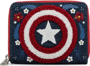 Loungefly x Marvel Captain America 80th Anniversary Floral Shield Zip-Around Wallet