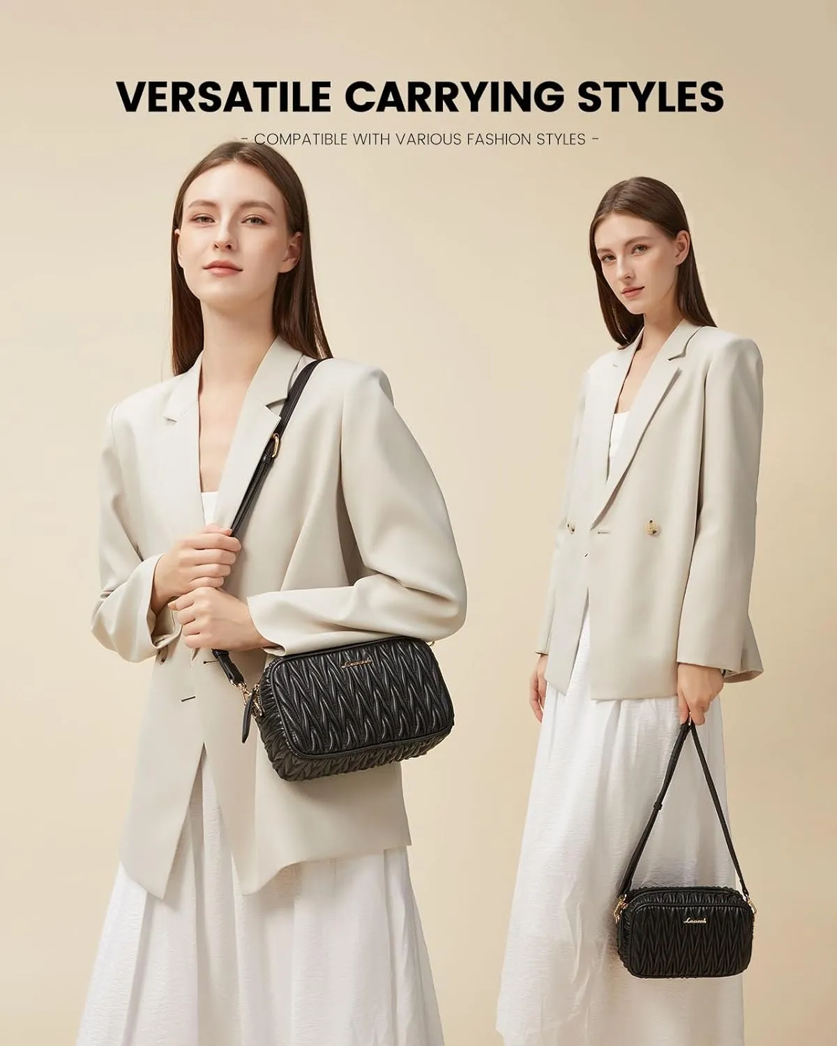 LOVEVOOK Quilted Crossbody Bags for Women, Small Trendy Leather Purse, Crossbody Purse with Adjustable Strap for Gift