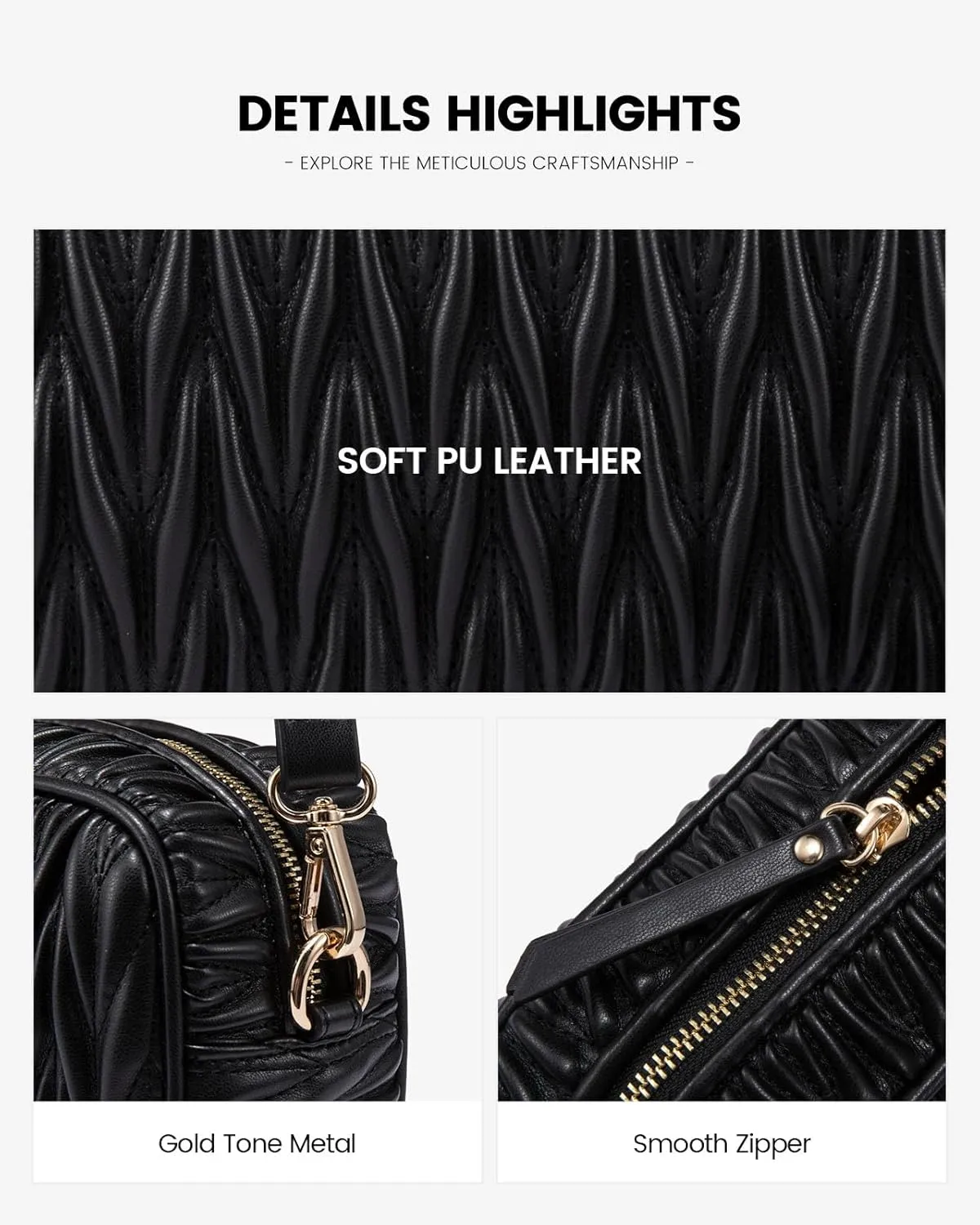 LOVEVOOK Quilted Crossbody Bags for Women, Small Trendy Leather Purse, Crossbody Purse with Adjustable Strap for Gift