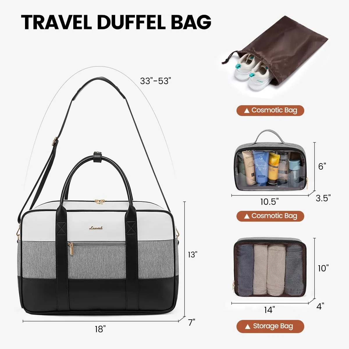 LOVEVOOK Weekender Travel Duffel Bag, Personal Item Duffle Bags for Women with Laptop Compartment, Overnight Bag with Toiletry Bag, Yoga Gym Bag with Wet Pocket, Hospital Bag for Labor and Delivery