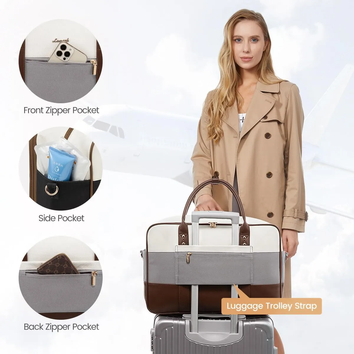 LOVEVOOK Weekender Travel Duffel Bag, Personal Item Duffle Bags for Women with Laptop Compartment, Overnight Bag with Toiletry Bag, Yoga Gym Bag with Wet Pocket, Hospital Bag for Labor and Delivery
