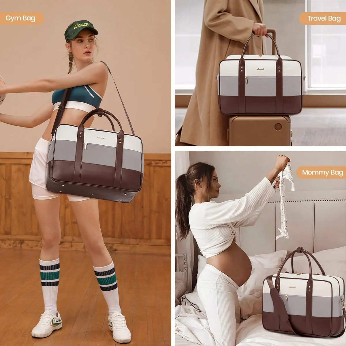 LOVEVOOK Weekender Travel Duffel Bag, Personal Item Duffle Bags for Women with Laptop Compartment, Overnight Bag with Toiletry Bag, Yoga Gym Bag with Wet Pocket, Hospital Bag for Labor and Delivery