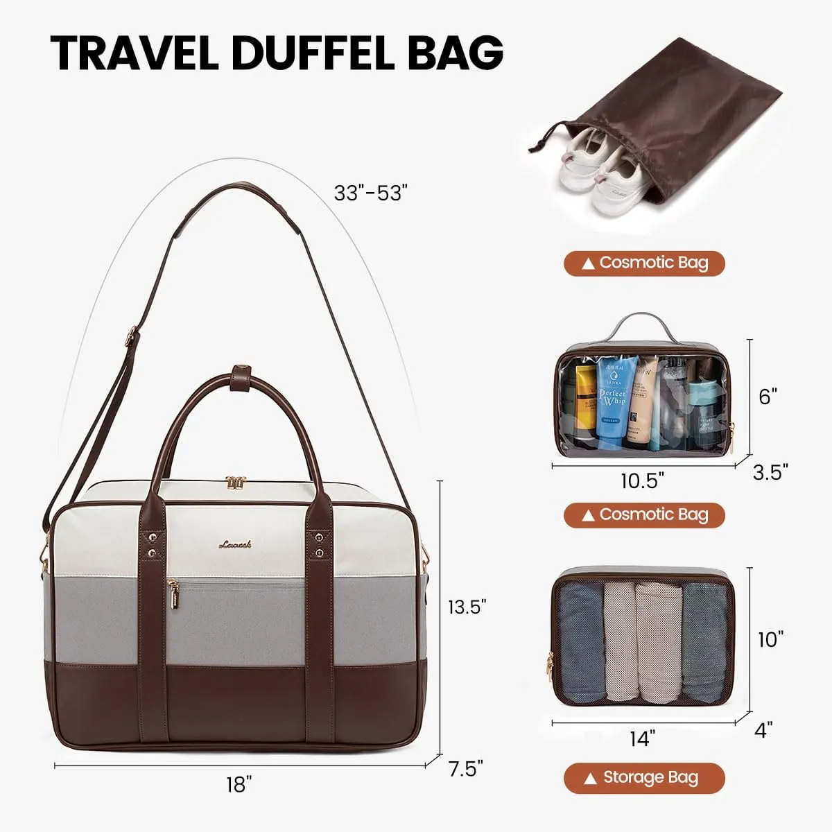 LOVEVOOK Weekender Travel Duffel Bag, Personal Item Duffle Bags for Women with Laptop Compartment, Overnight Bag with Toiletry Bag, Yoga Gym Bag with Wet Pocket, Hospital Bag for Labor and Delivery
