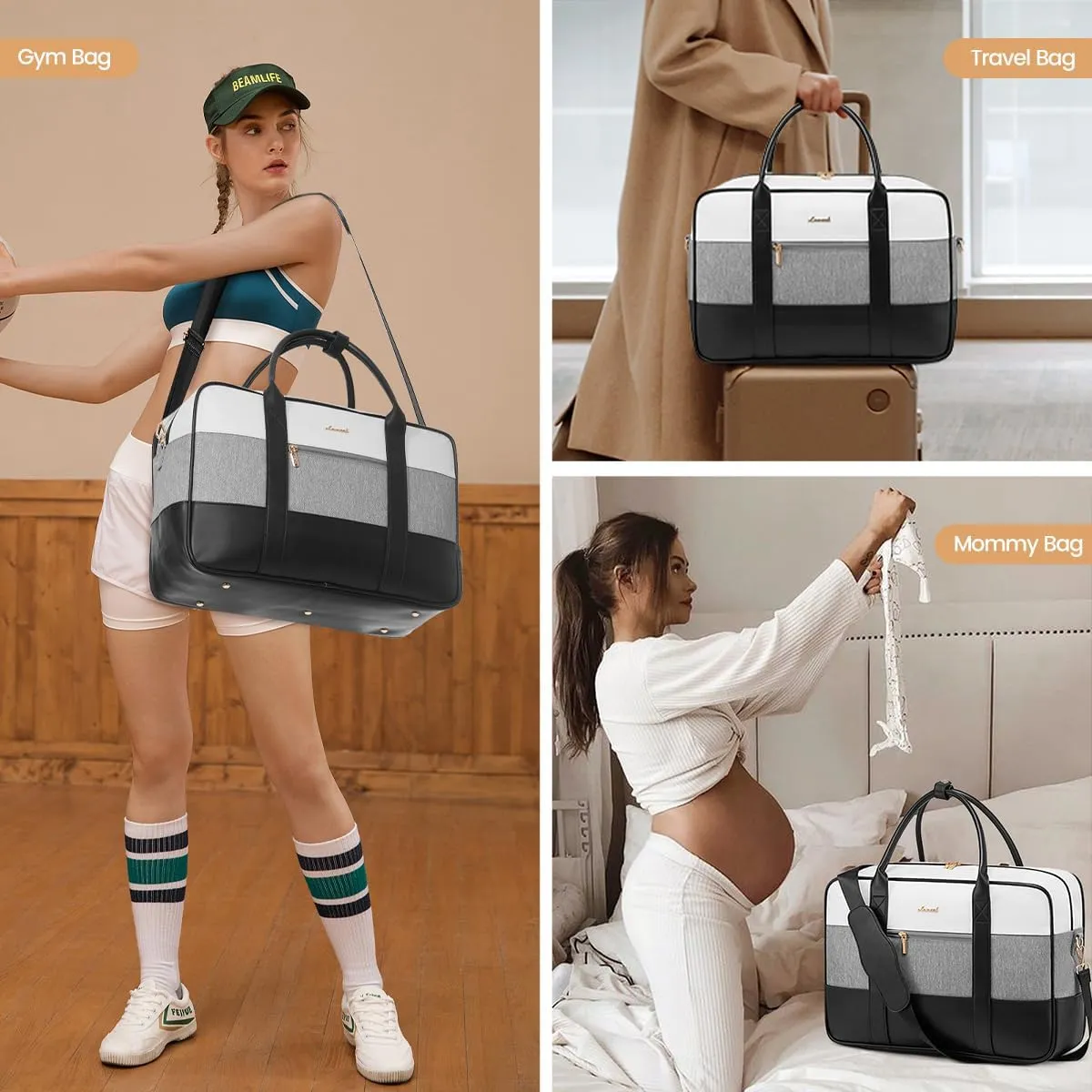 LOVEVOOK Weekender Travel Duffel Bag, Personal Item Duffle Bags for Women with Laptop Compartment, Overnight Bag with Toiletry Bag, Yoga Gym Bag with Wet Pocket, Hospital Bag for Labor and Delivery