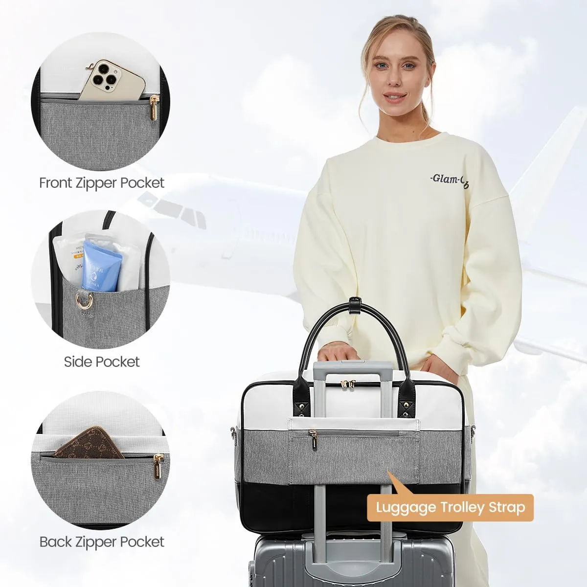 LOVEVOOK Weekender Travel Duffel Bag, Personal Item Duffle Bags for Women with Laptop Compartment, Overnight Bag with Toiletry Bag, Yoga Gym Bag with Wet Pocket, Hospital Bag for Labor and Delivery