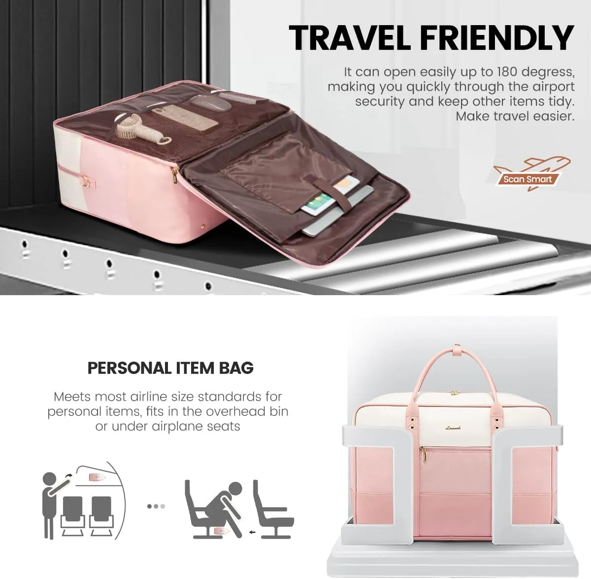 LOVEVOOK Weekender Travel Duffel Bag with Laptop Compartment, Personal Item Duffle Bags for Women, Overnight Bag with Toiletry Bag, Yoga Gym Bag with Wet Pocket, Hospital Bag for Labor and Delivery