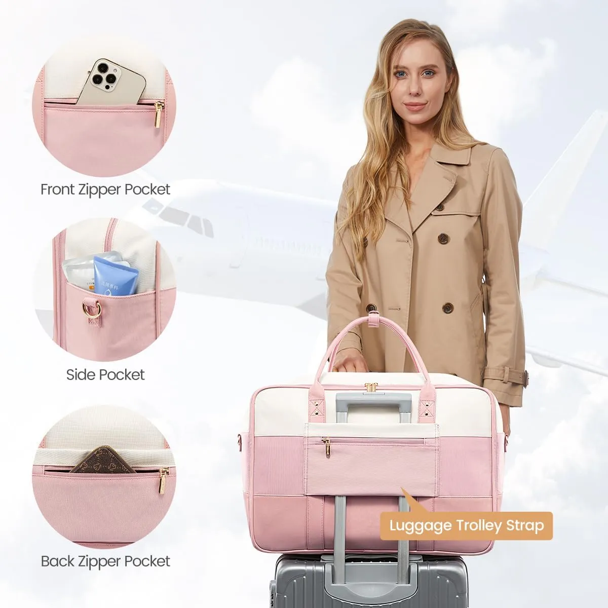LOVEVOOK Weekender Travel Duffel Bag with Laptop Compartment, Personal Item Duffle Bags for Women, Overnight Bag with Toiletry Bag, Yoga Gym Bag with Wet Pocket, Hospital Bag for Labor and Delivery