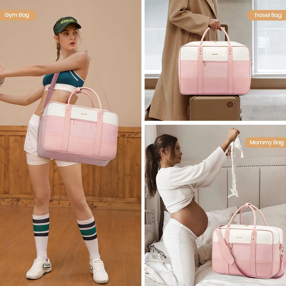 LOVEVOOK Weekender Travel Duffel Bag with Laptop Compartment, Personal Item Duffle Bags for Women, Overnight Bag with Toiletry Bag, Yoga Gym Bag with Wet Pocket, Hospital Bag for Labor and Delivery