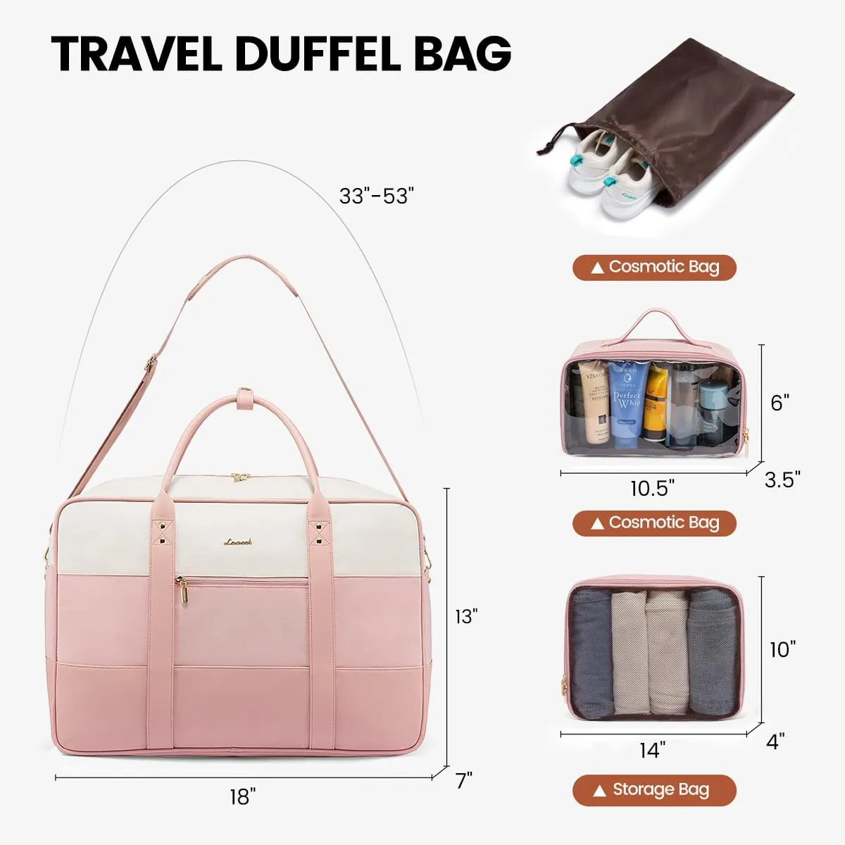 LOVEVOOK Weekender Travel Duffel Bag with Laptop Compartment, Personal Item Duffle Bags for Women, Overnight Bag with Toiletry Bag, Yoga Gym Bag with Wet Pocket, Hospital Bag for Labor and Delivery