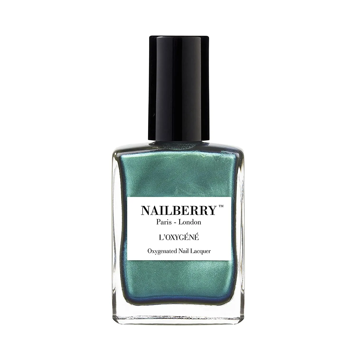 L'Oxygéné Oxygenated Nail Lacquer | Glamazon | Pearlized Green Blue Opaque Polish | UV Protected Long-Wear Nail Polish | 12-Free | Vegan | Certified Halal | Cruelty & Gluten Free | 15 ml