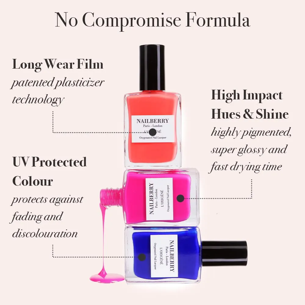 L'Oxygéné Oxygenated Nail Lacquer | Number 69 | Dark Blue With A Hint of Gray Opaque | UV Protected Long-Wear Nail Polish | 12-Free | Vegan | Certified Halal | Cruelty & Gluten Free | 15 ml
