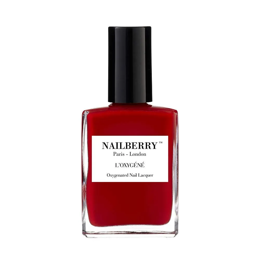 L'Oxygéné Oxygenated Nail Lacquer | Rouge | Bright Red Opaque Nail Polish | UV Protected Long-Wear Nail Polish | 12-Free | Vegan | Certified Halal | Cruelty & Gluten Free | 15 ml