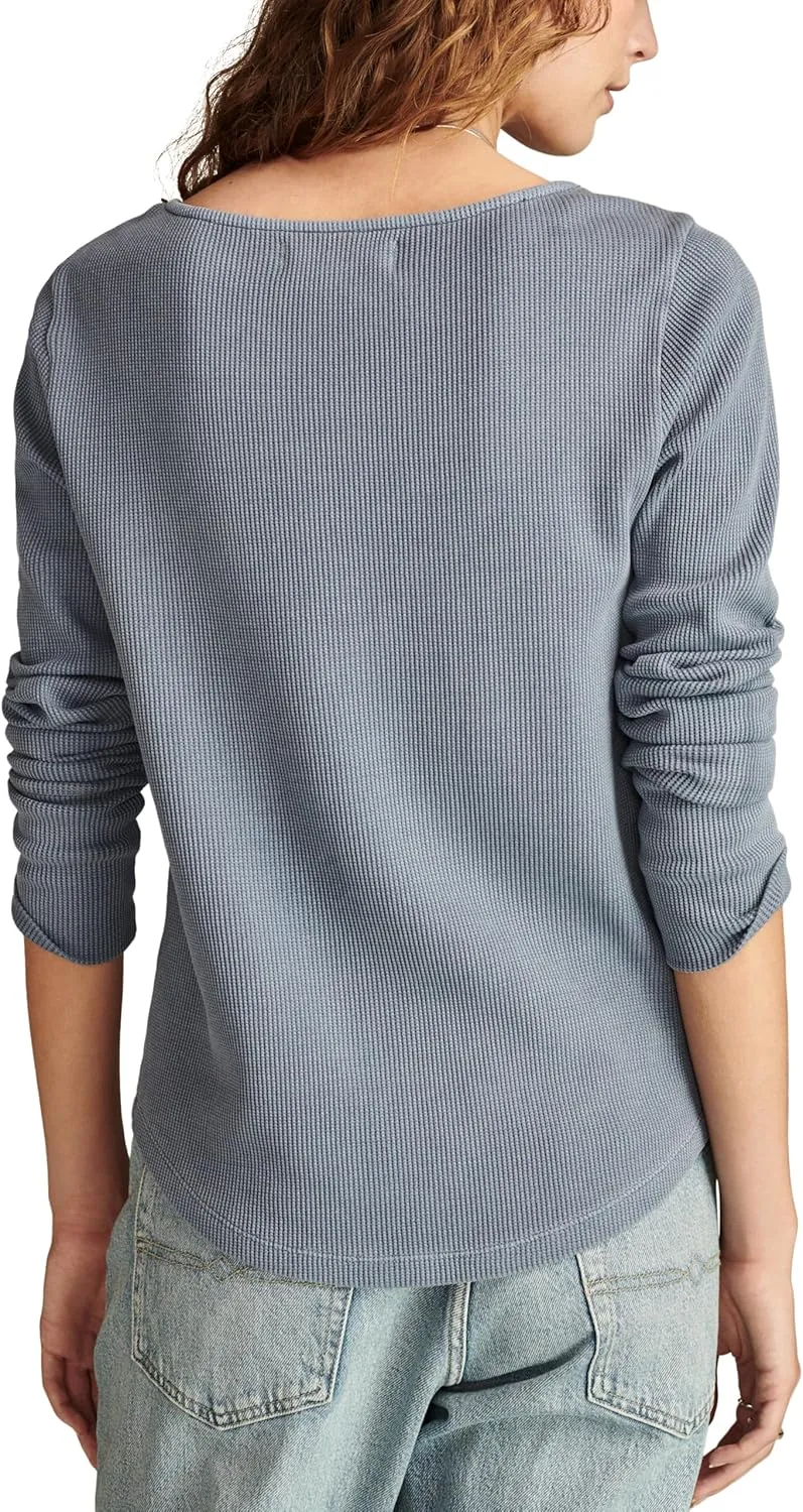 Lucky Brand Women's Embroidered Mesh Yoke Henley
