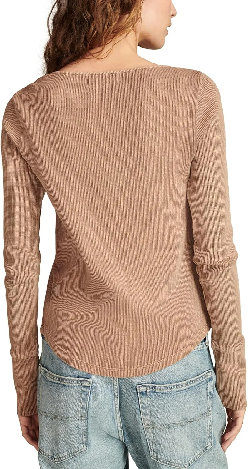 Lucky Brand Women's Embroidered Mesh Yoke Henley