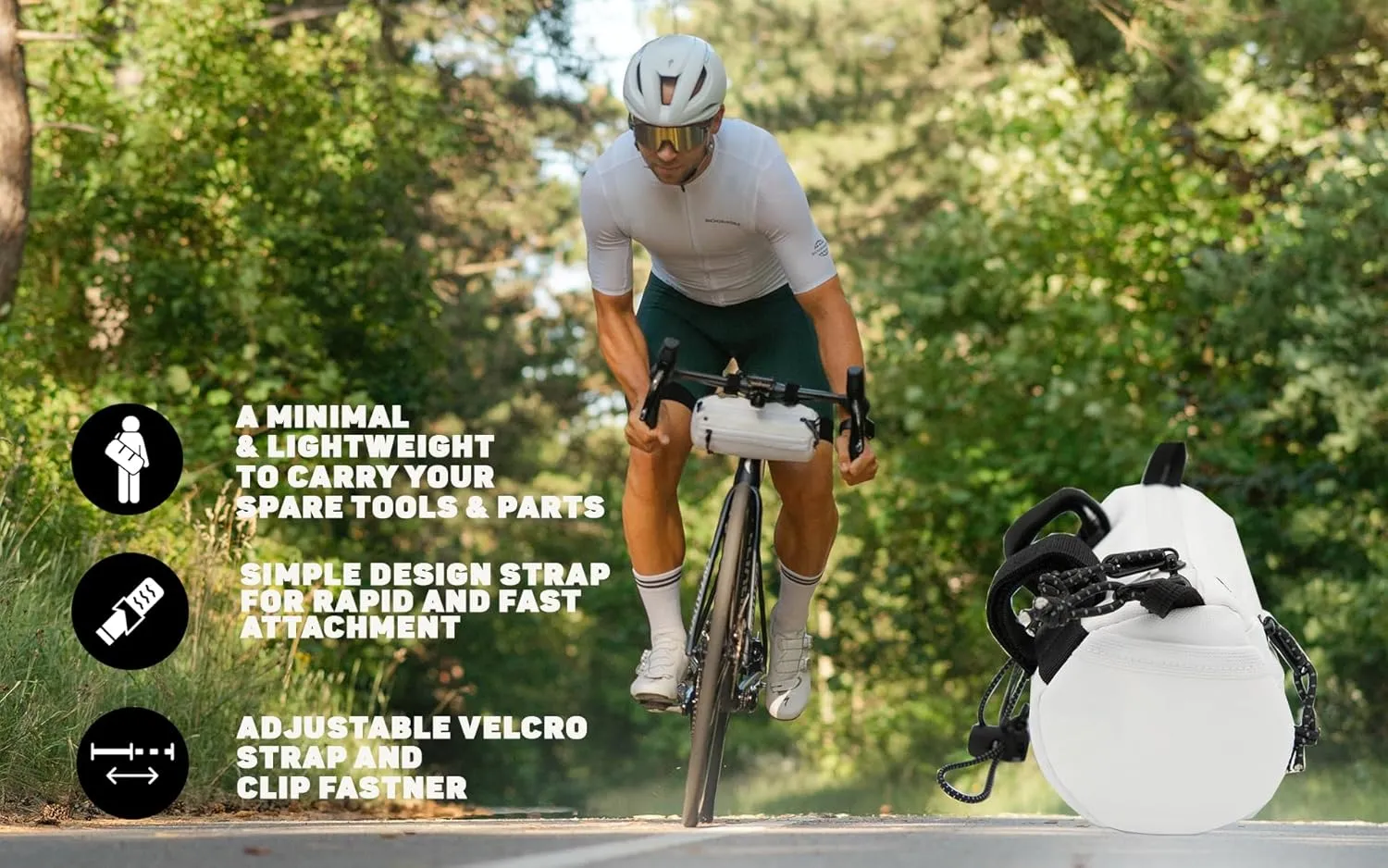 Lumiere & Co. Bike Handlebar Bag, Bike Bag, Bicycle Handlebar Bag, Bike Front Bag, Mountain Bike Storage, Bicycle Accessories, Handlebar Bags, small bike bag, Road Bike Bag (White, small)