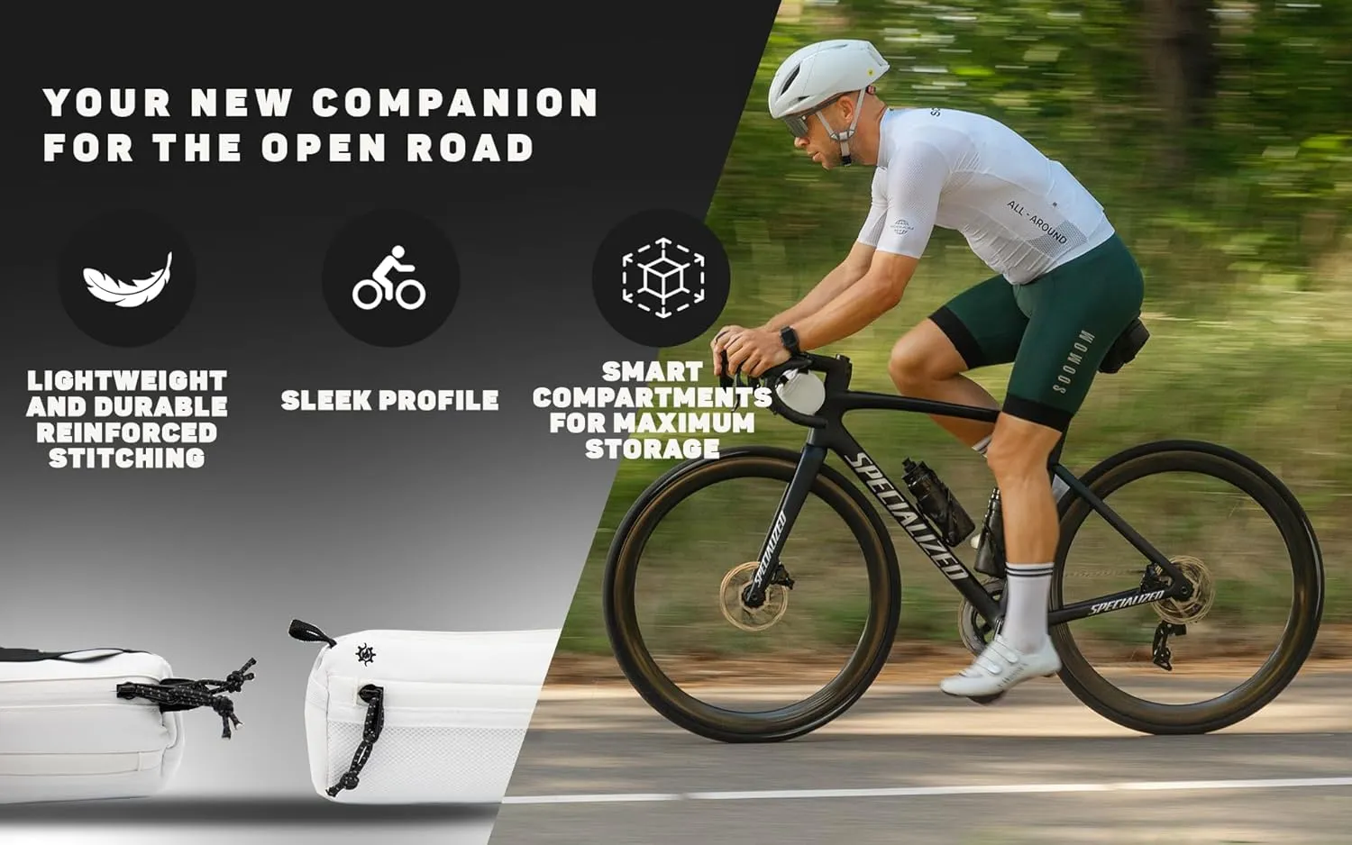 Lumiere & Co. Bike Handlebar Bag, Bike Bag, Bicycle Handlebar Bag, Bike Front Bag, Mountain Bike Storage, Bicycle Accessories, Handlebar Bags, small bike bag, Road Bike Bag (White, small)