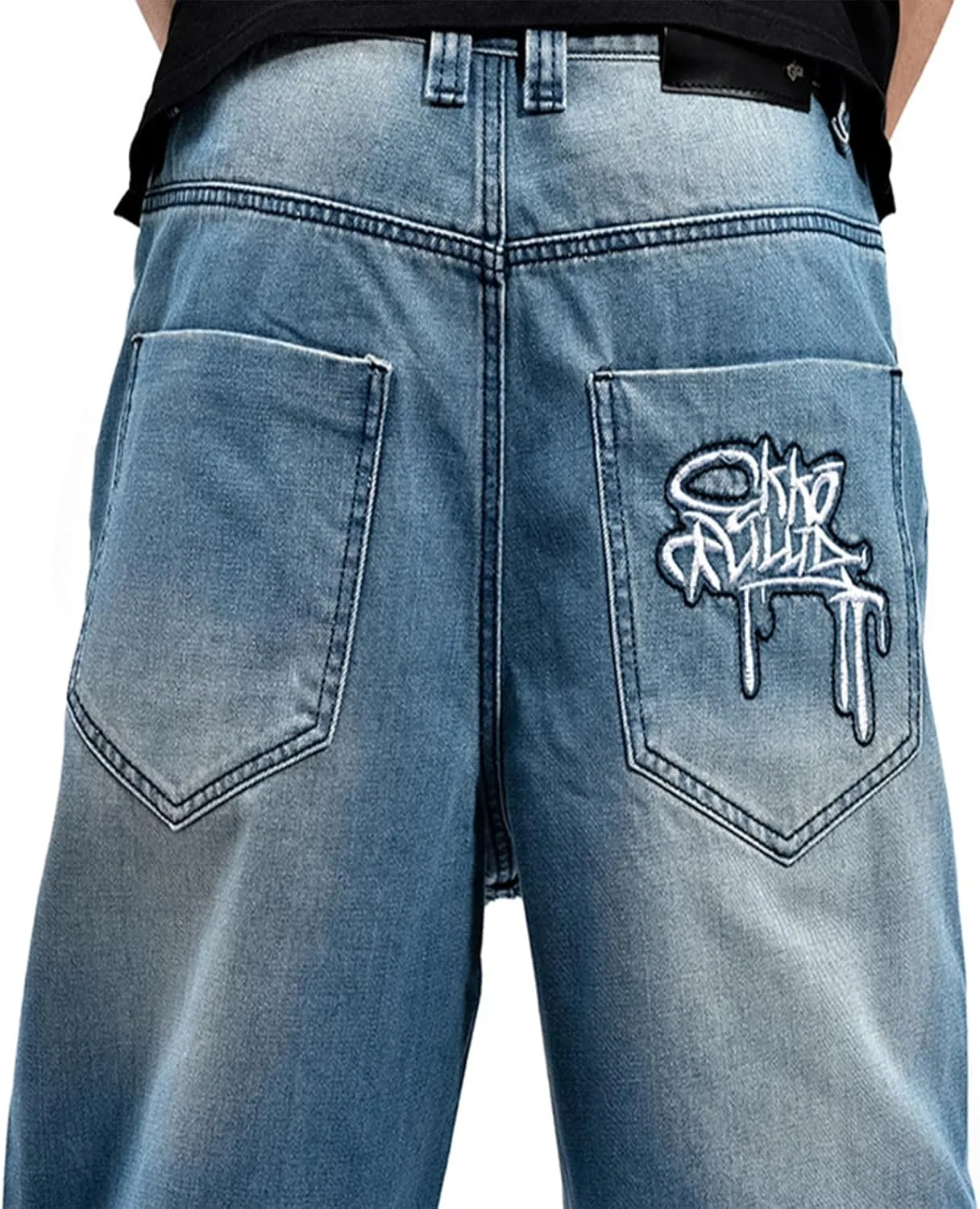 LUOBANIU Men's Baggy Jeans Loose Fit 90s Vintage Embroidered Casual Denim Fashion Hip-hop Street Dance Skateboard Pants