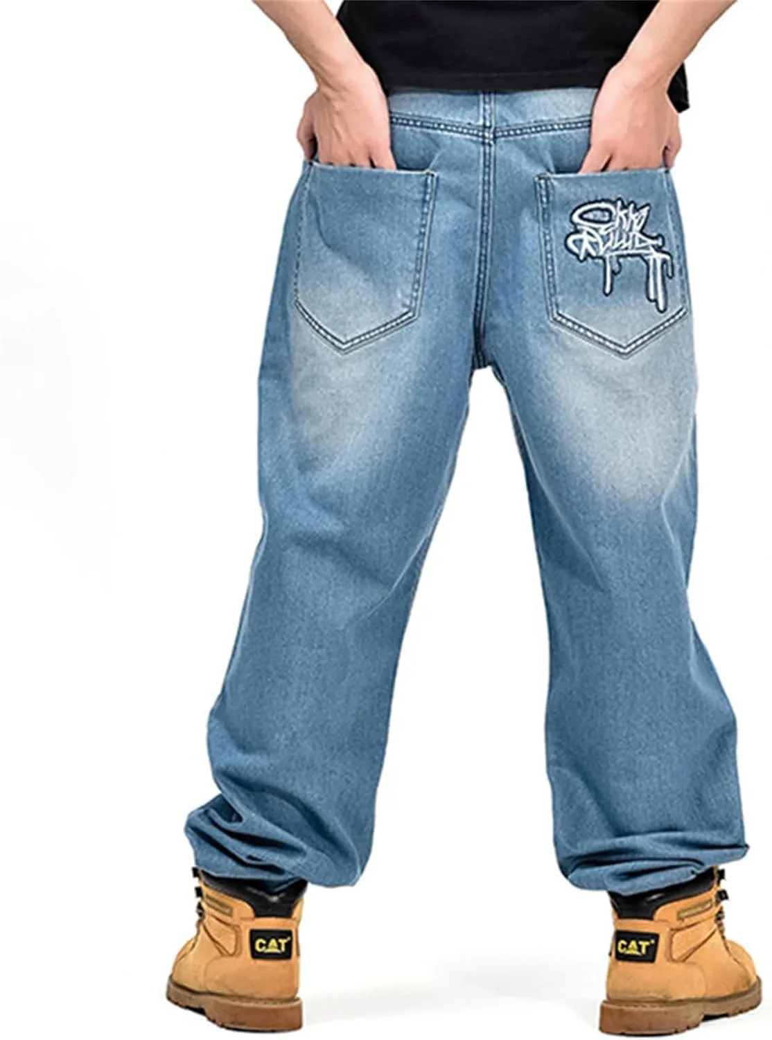 LUOBANIU Men's Baggy Jeans Loose Fit 90s Vintage Embroidered Casual Denim Fashion Hip-hop Street Dance Skateboard Pants