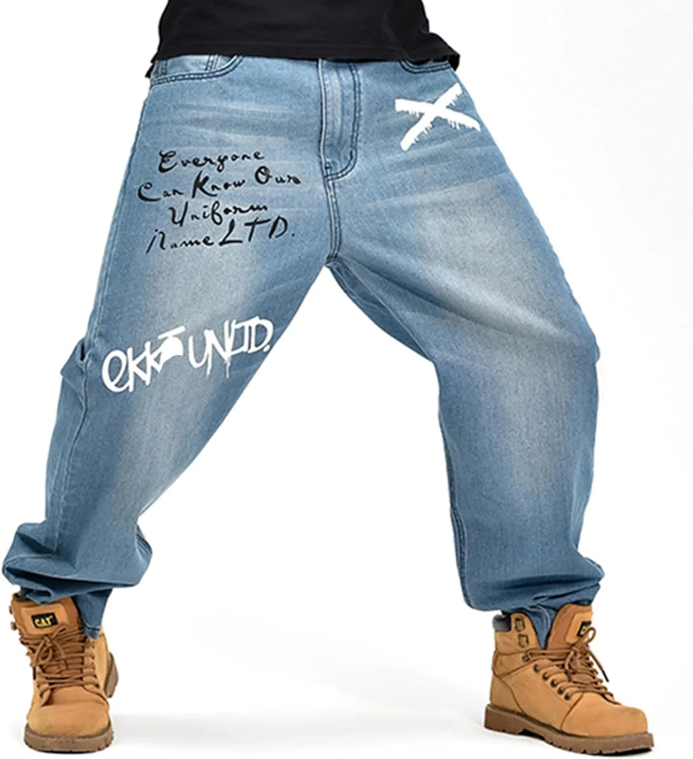 LUOBANIU Men's Baggy Jeans Loose Fit 90s Vintage Embroidered Casual Denim Fashion Hip-hop Street Dance Skateboard Pants