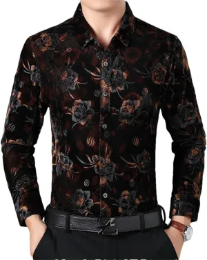 Luxury Golden Fleece Shirts Men Spring Autumn Long Sleeve Shirt Casual Print