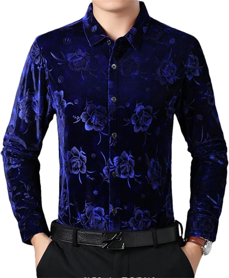 Luxury Golden Fleece Shirts Men Spring Autumn Long Sleeve Shirt Casual Print