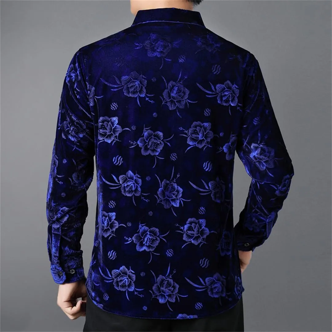 Luxury Golden Fleece Shirts Men Spring Autumn Long Sleeve Shirt Casual Print