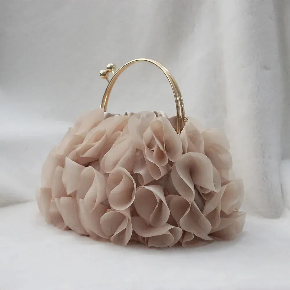 Luxury Satin Floral Bride Party Evening Clutch Bag