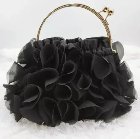 Luxury Satin Floral Bride Party Evening Clutch Bag
