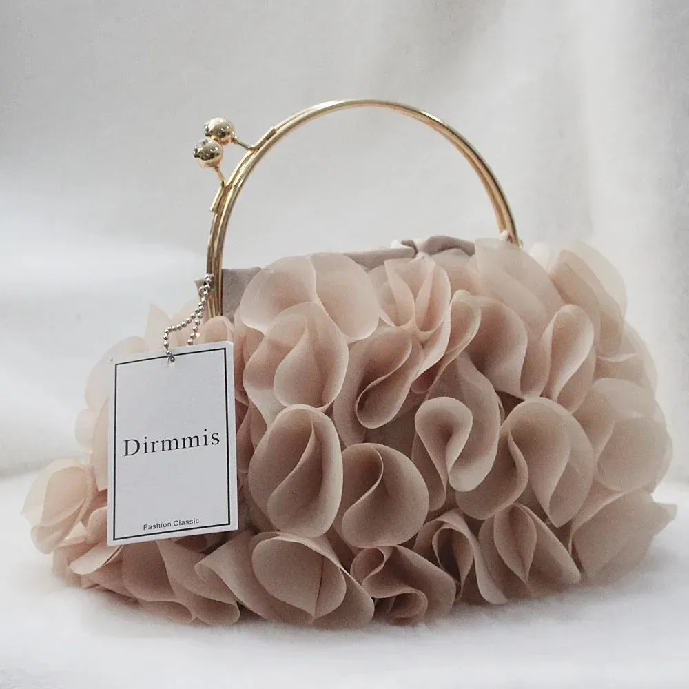 Luxury Satin Floral Bride Party Evening Clutch Bag