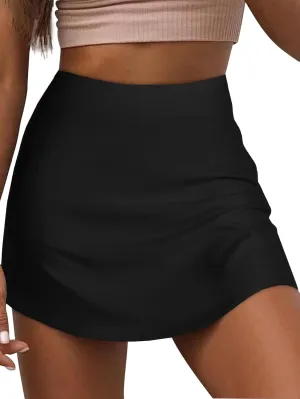 LYANER Women's Casual Satin Silk Side Zipper High Waist Mini Short Skirt with Lining