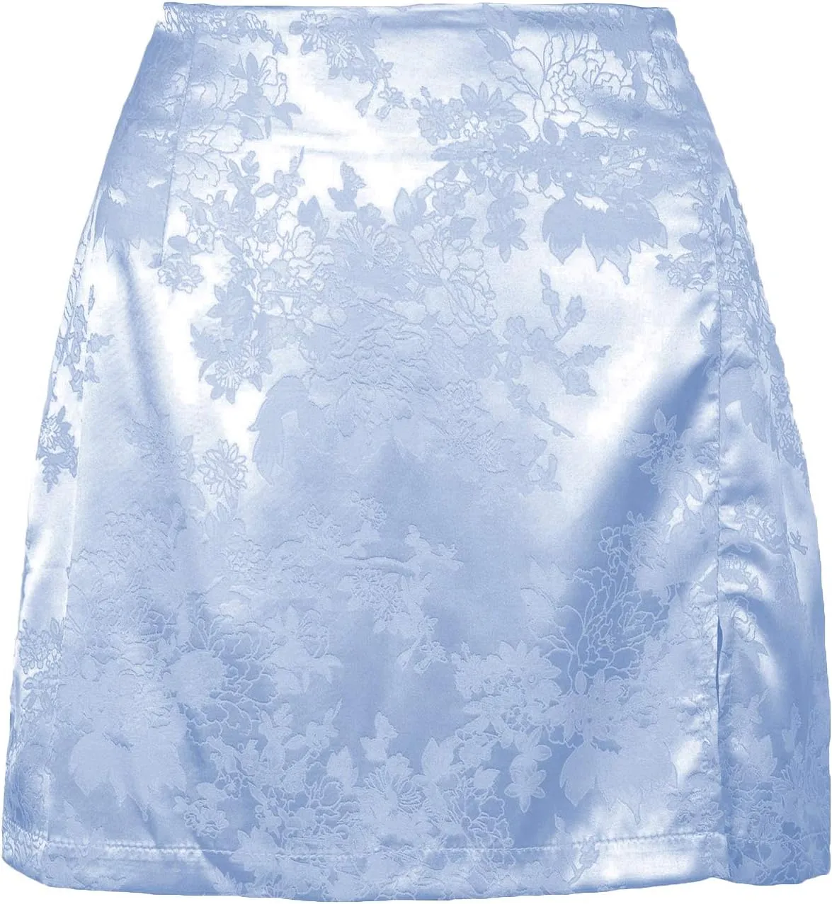 LYANER Women's Elegant Jacquard Side Split Slit Zipper High Waist Mini Short Skirt