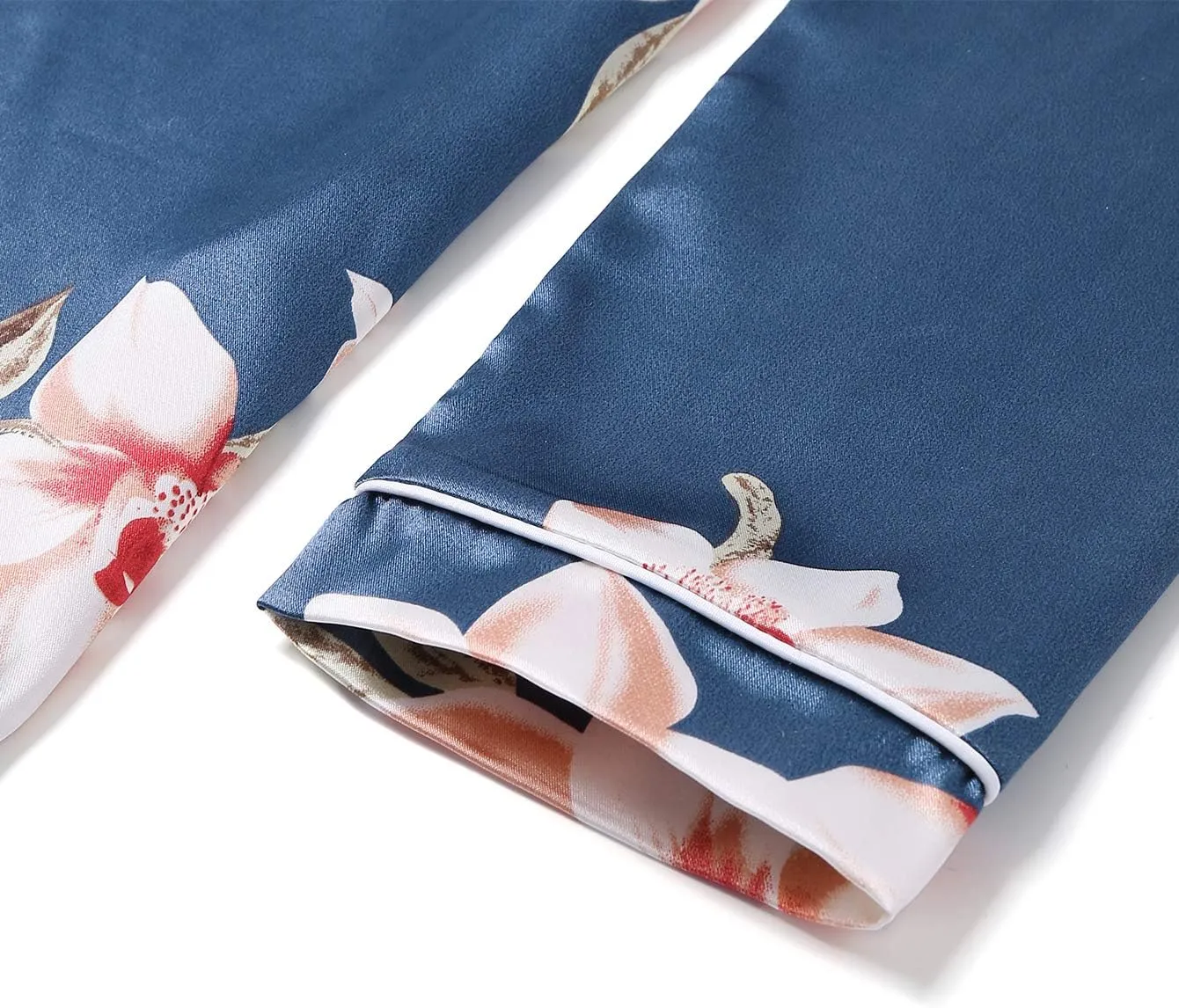 LYANER Women's Pajamas Set 4 pcs Satin Silk Cami Top Button Down Loungewear Pjs Set