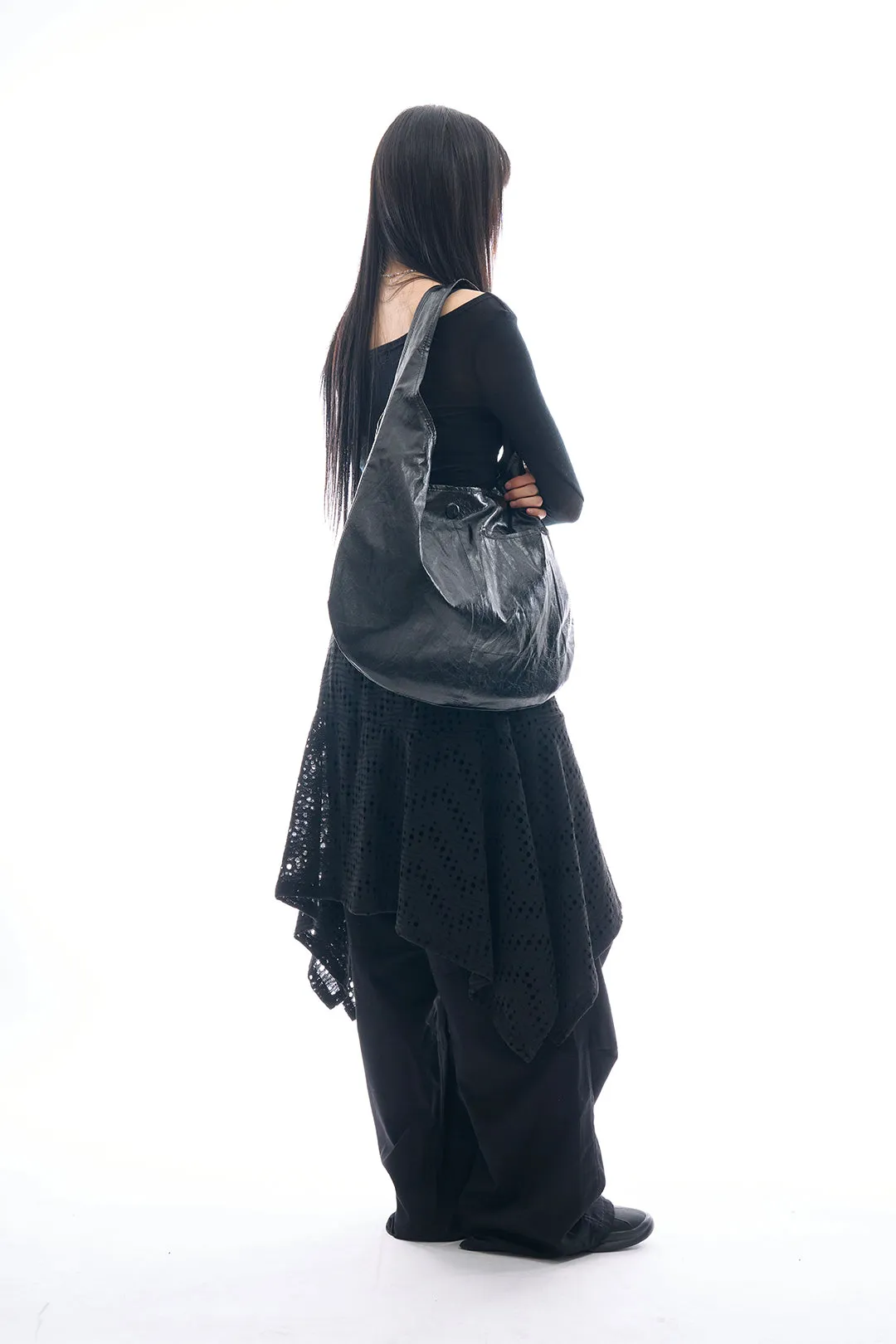 Maelle glossy leather shoulder bag