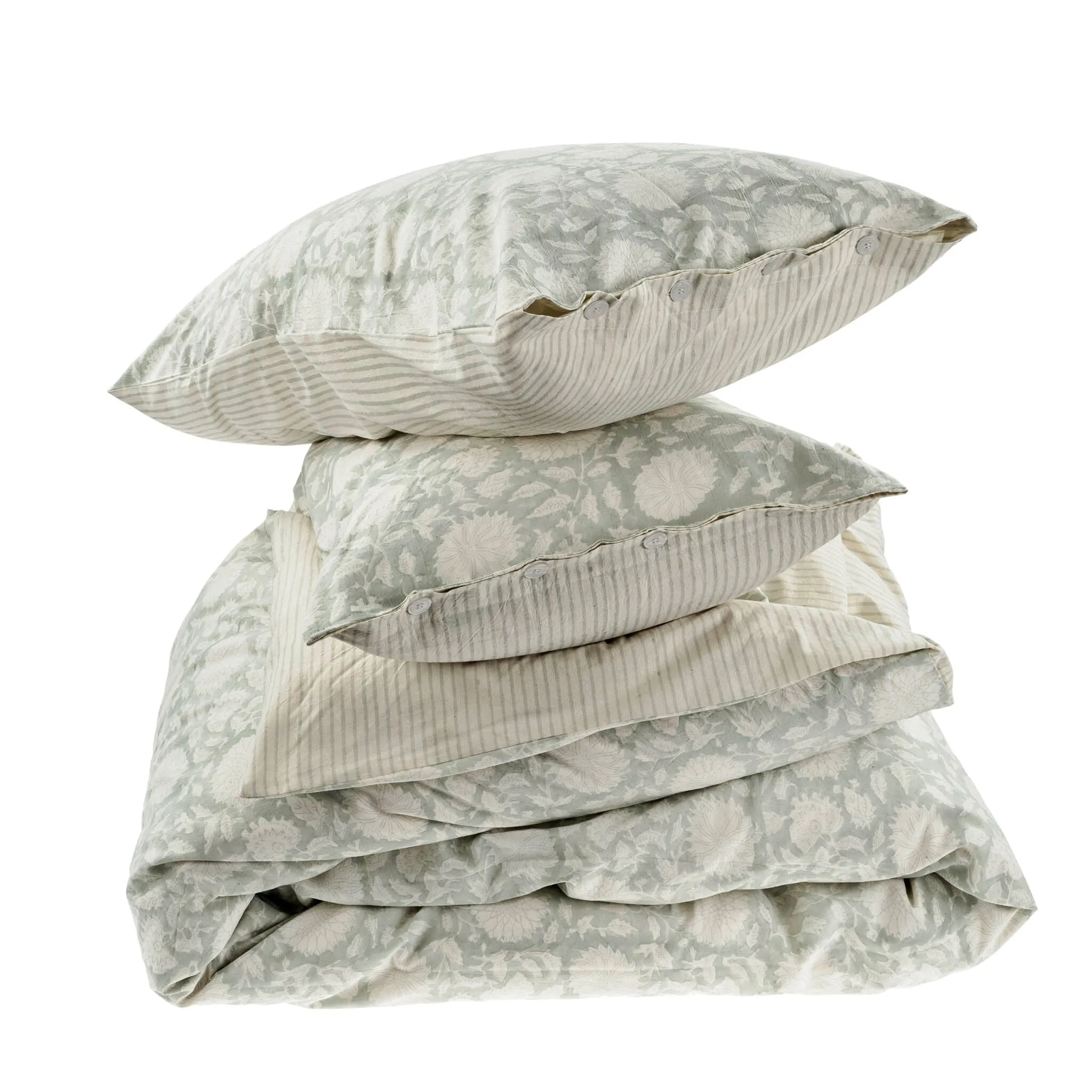 Maeve Block Print Duvet Set - Mist KING
